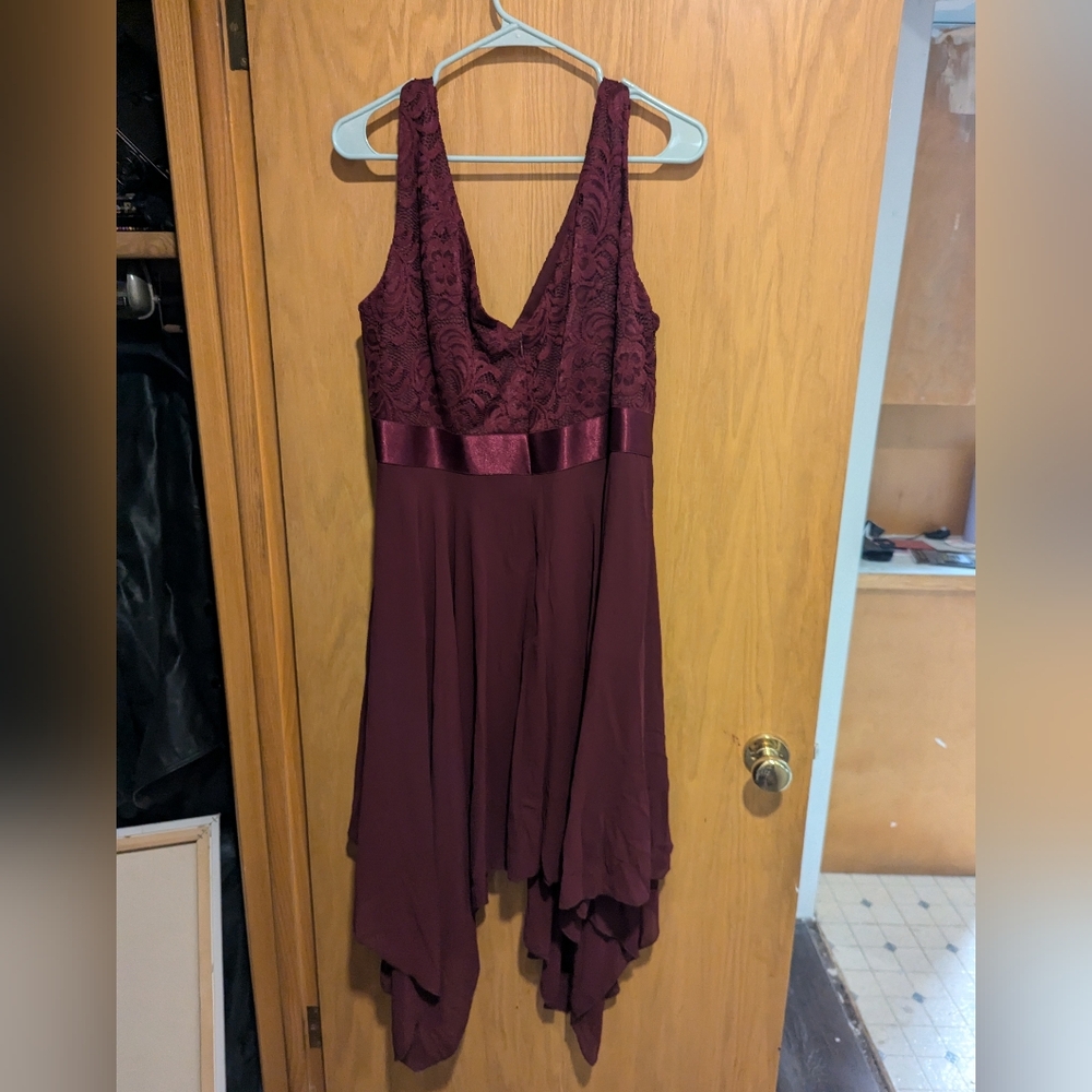 Raspberry Knee Length Dress 2X